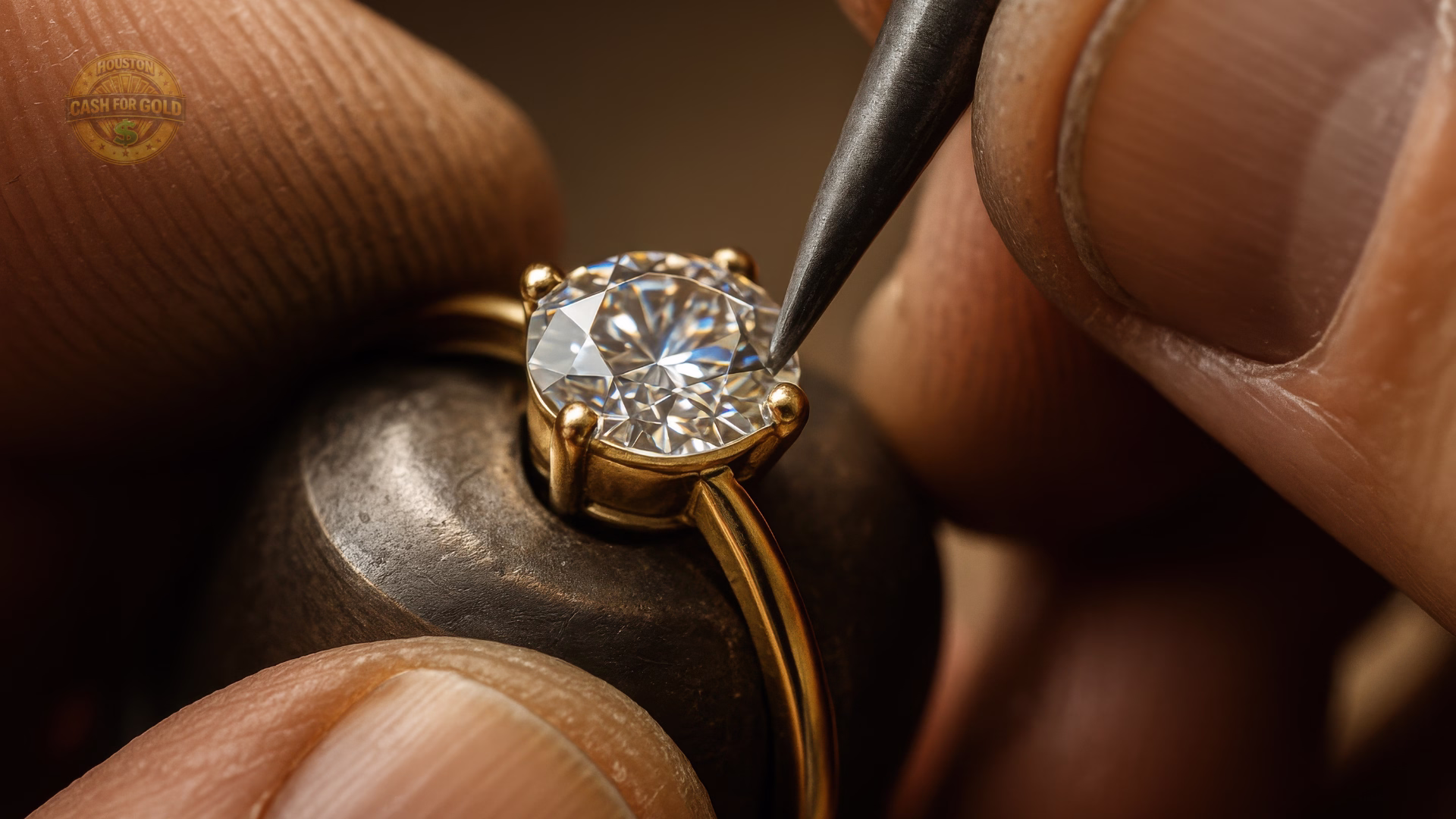 Large diamond ring in a platinum setting valued for stone and metal in Houston