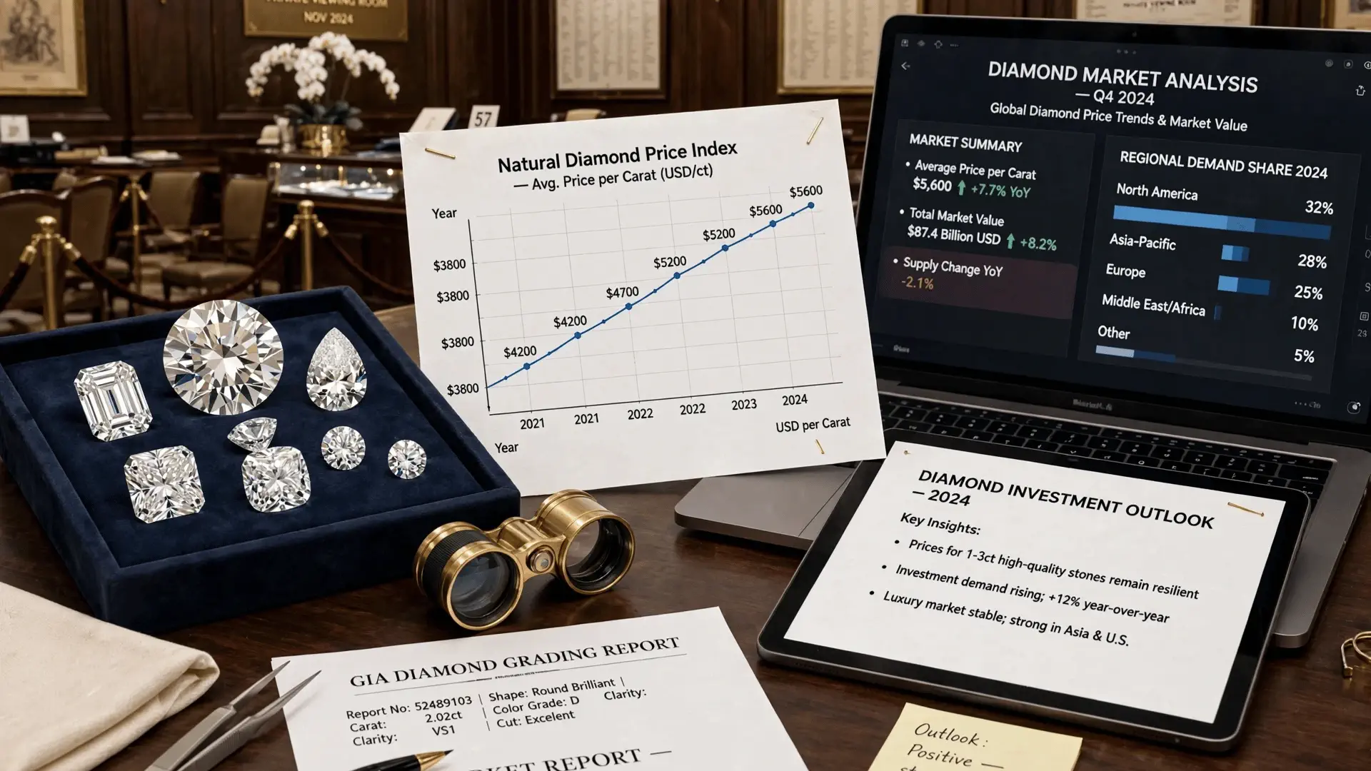Diamond market pricing data used to value large diamonds in Houston