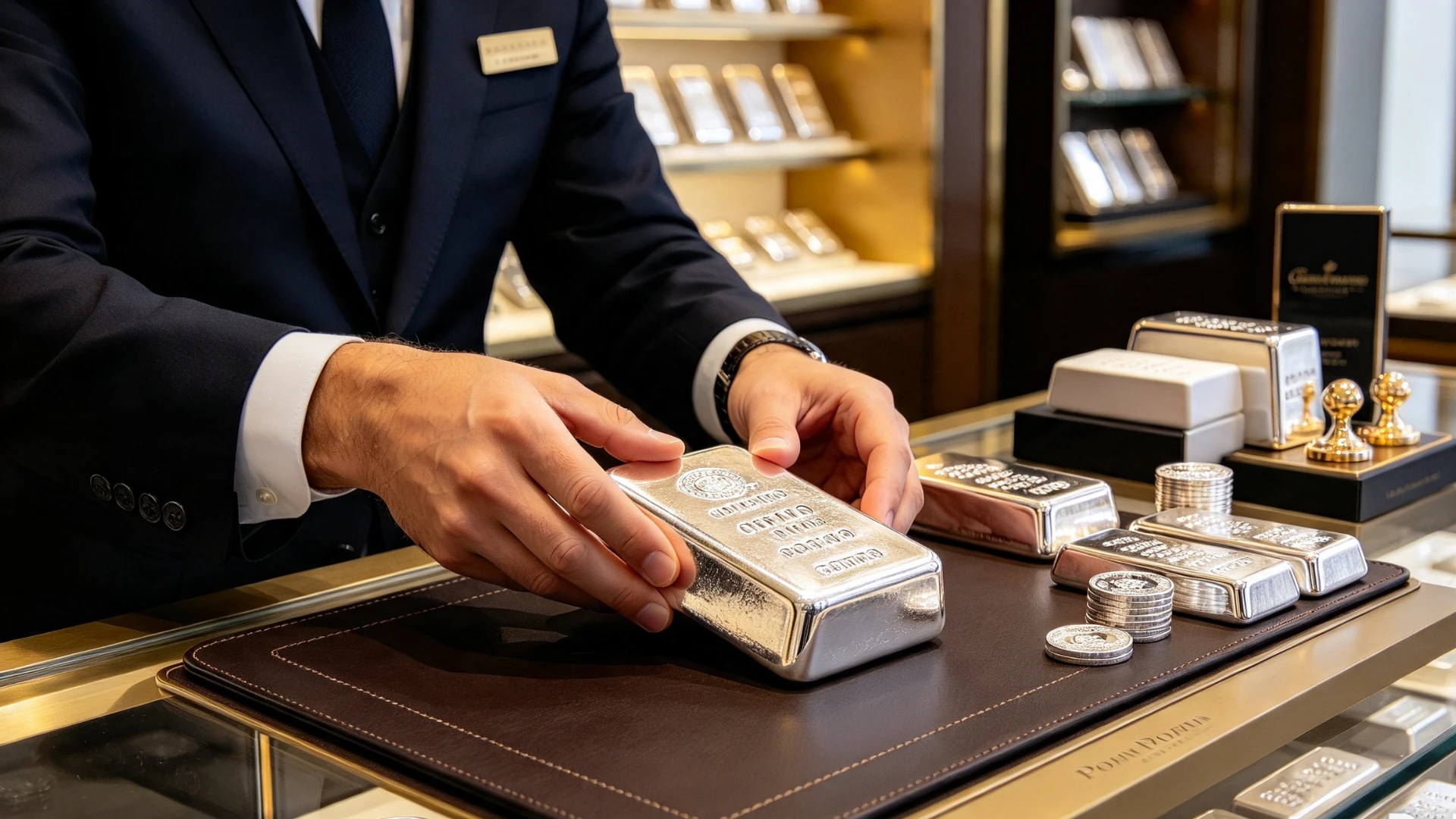Silver bullion buyer in Houston verifying silver bars and coins for authenticity